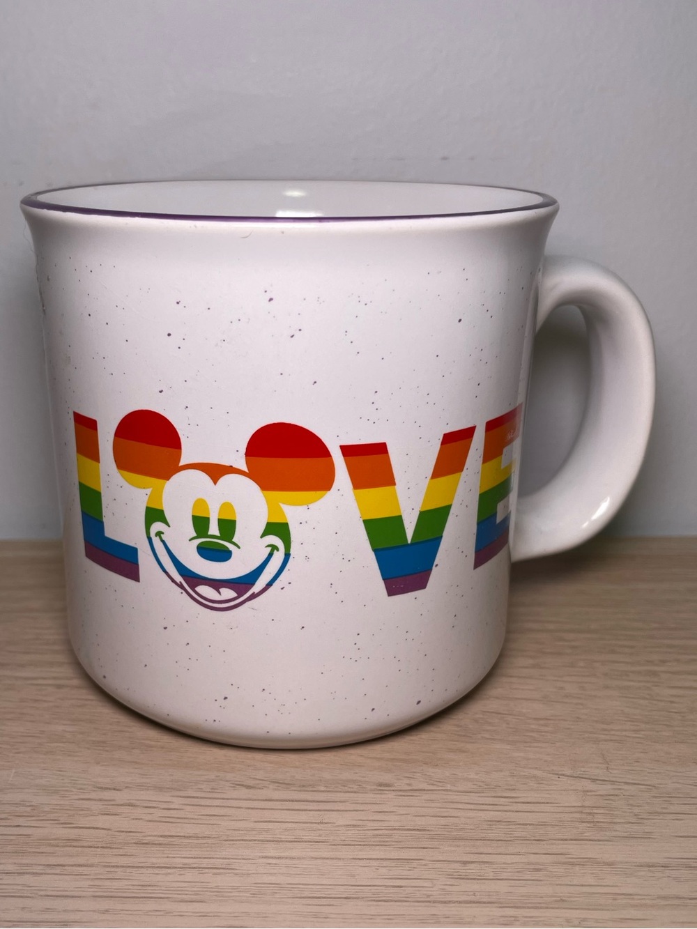 Disney Rainbow Collection Mickey Mouse Pride LOVE Speckled Ceramic Camper Mug 20